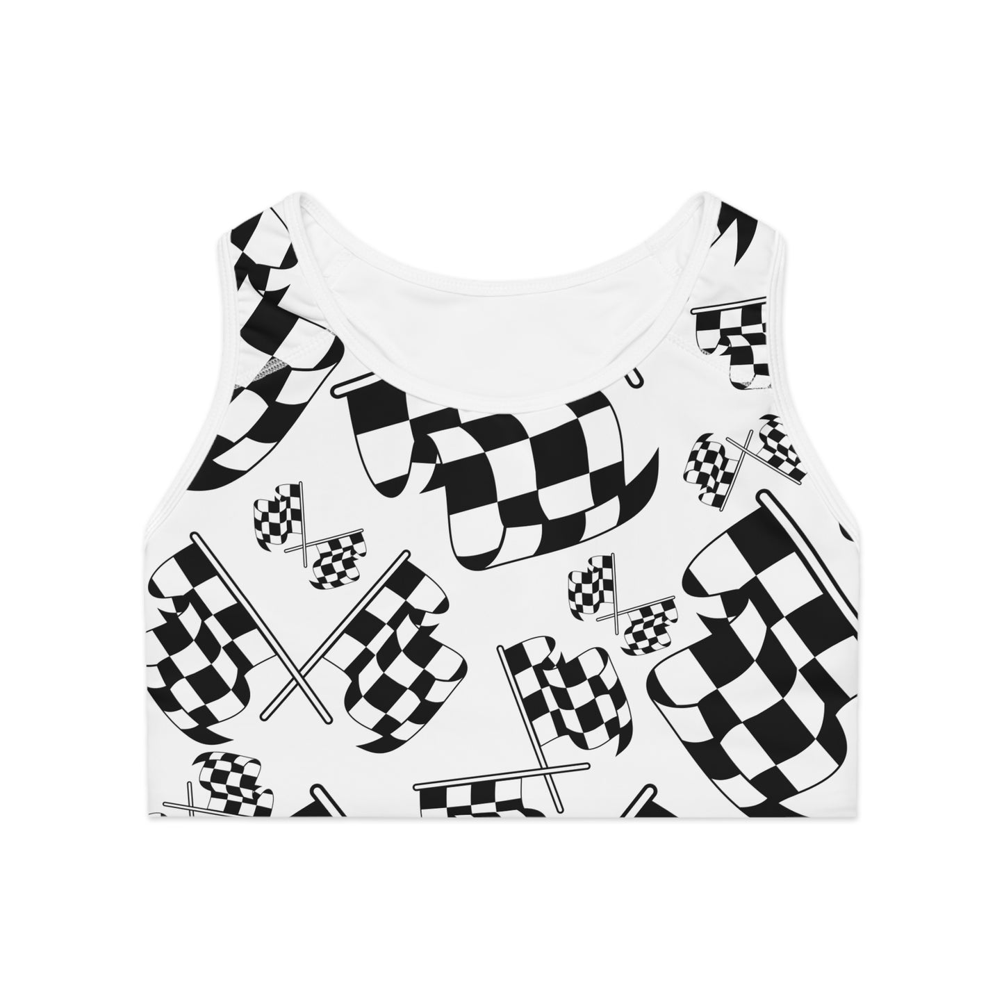 Sports Bra Checkered Flag White Background