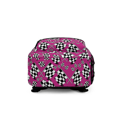 Checkered Flags - Pink - Backpack