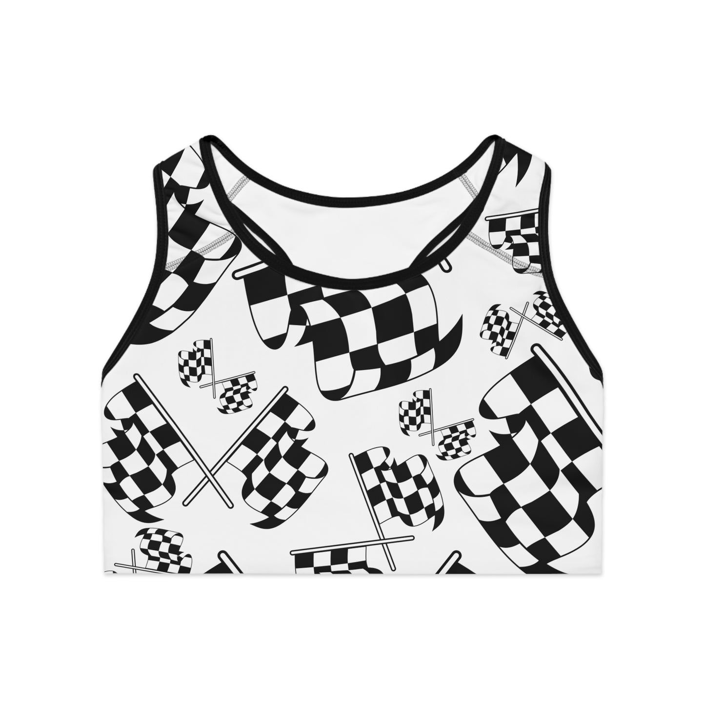 Sports Bra Checkered Flag White Background