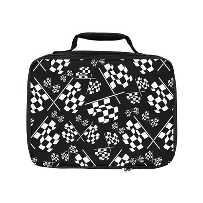 Checkered Flags - Black -Lunch Bag