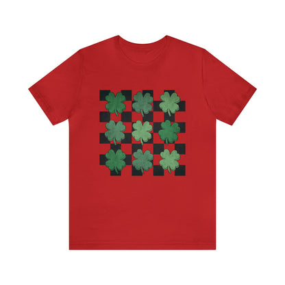 Checkered Shamrock- Adult T-Shirt