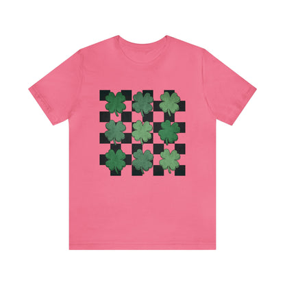 Checkered Shamrock- Adult T-Shirt