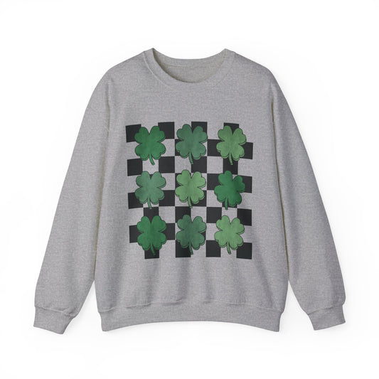 Checkered Shamrock- Adult Crewneck Sweatshirt