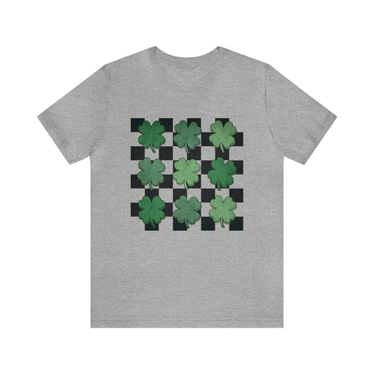 Checkered Shamrock- Adult T-Shirt