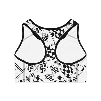 Sports Bra Checkered Flag White Background