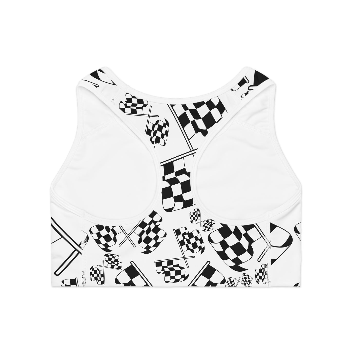 Sports Bra Checkered Flag White Background